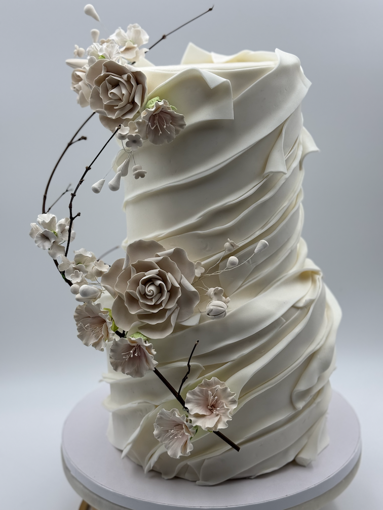 Decorated wedding cake by La Bouchée in Los Gatos