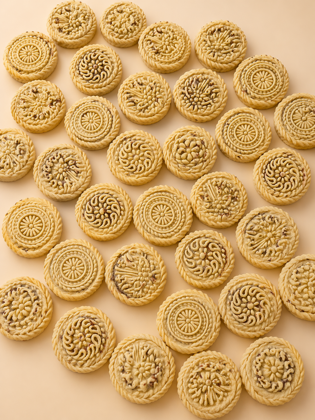 Kolompeh date-filled pastries with stamped designs