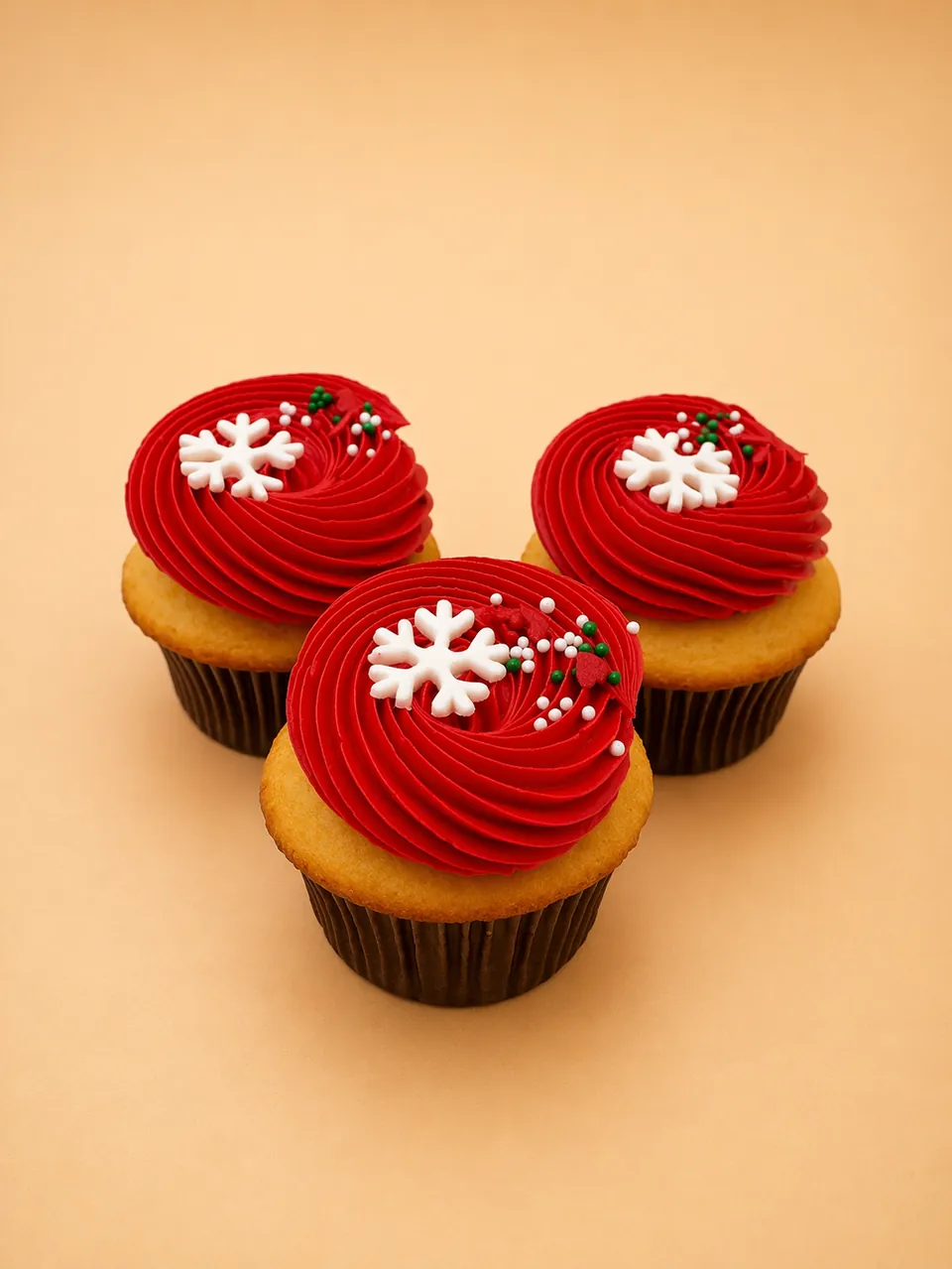 Christmas buttercream cupcakes red snow flake