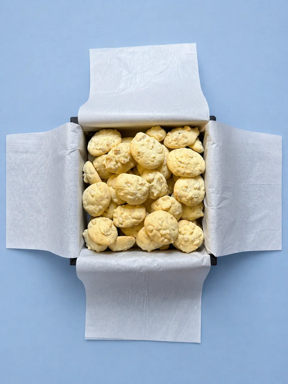 Walnut cookies dusted with powdered sugar