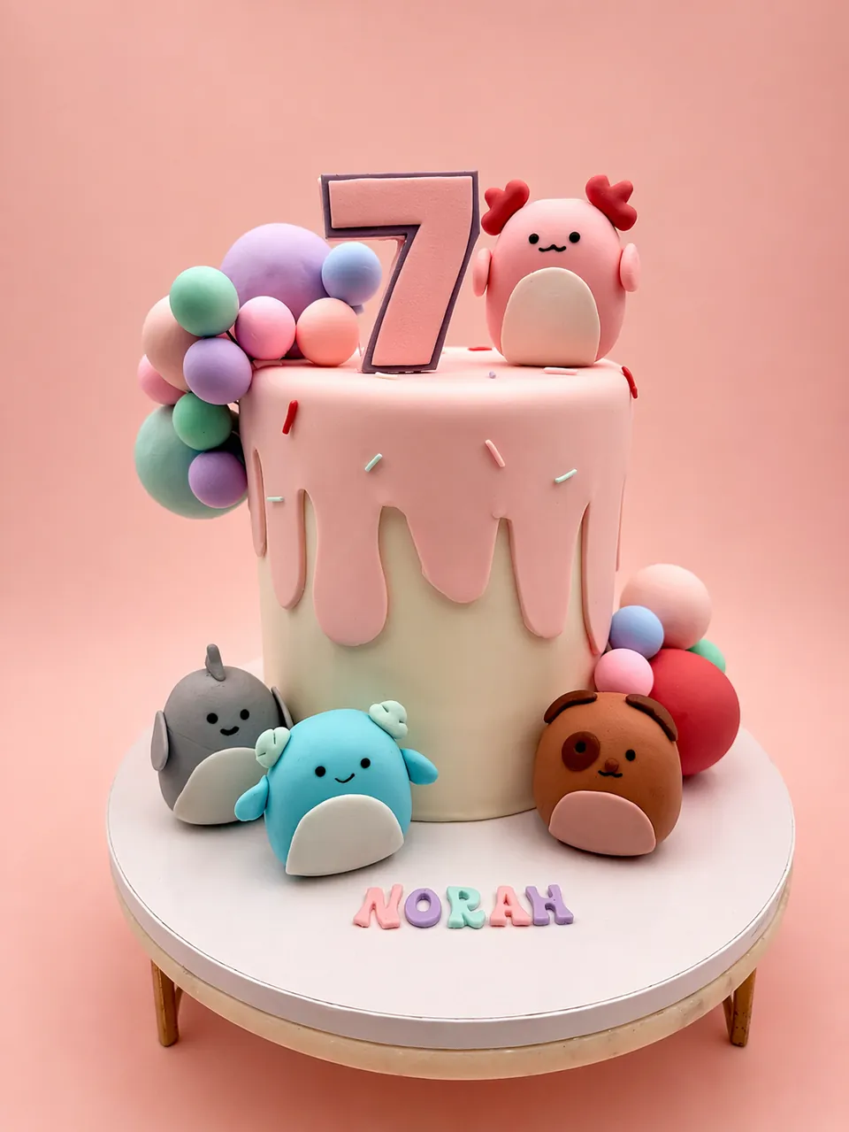 Fondant birthday cake with floral accents Birthday Cake