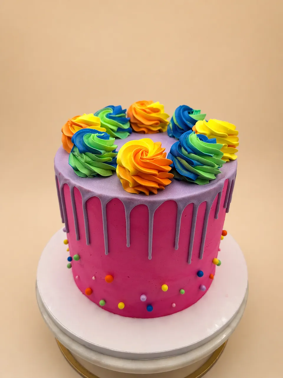 Elegant white cake with sugar flowers Birthday Cake