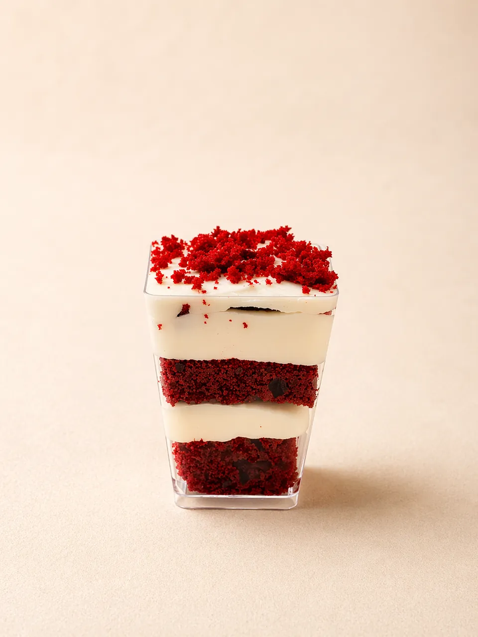 Red velvet Sweet Shot with cream cheese-style layers