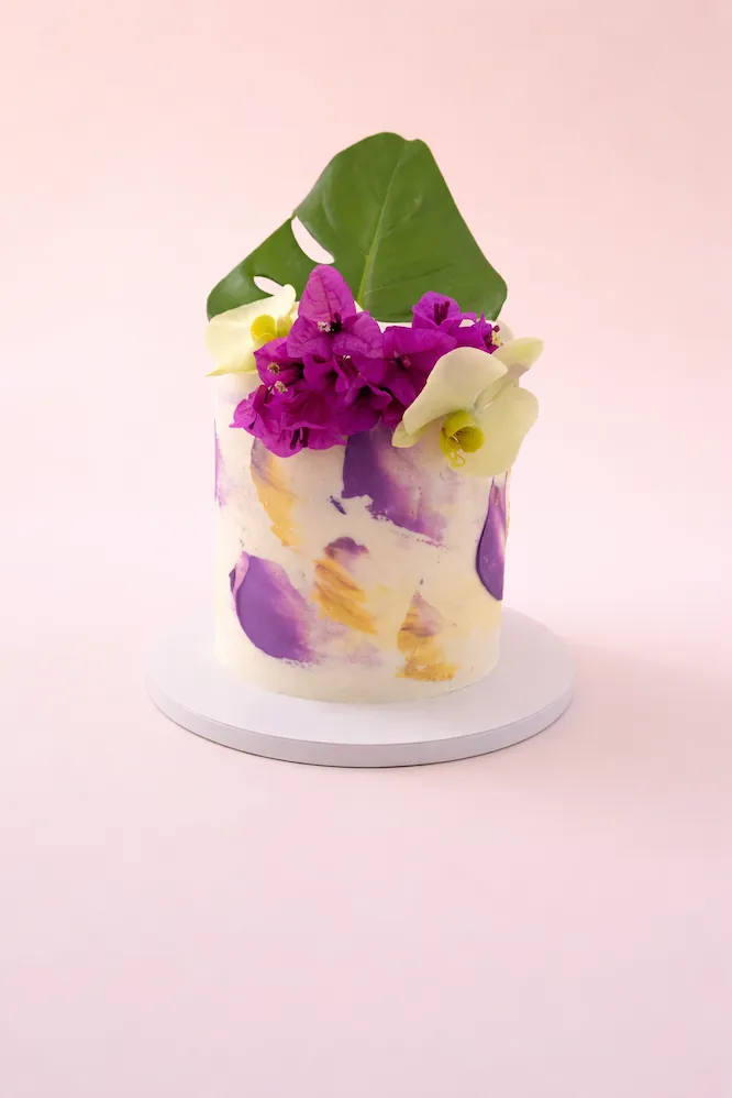 Tropical Floral Painted Buttercream Birthday Cake