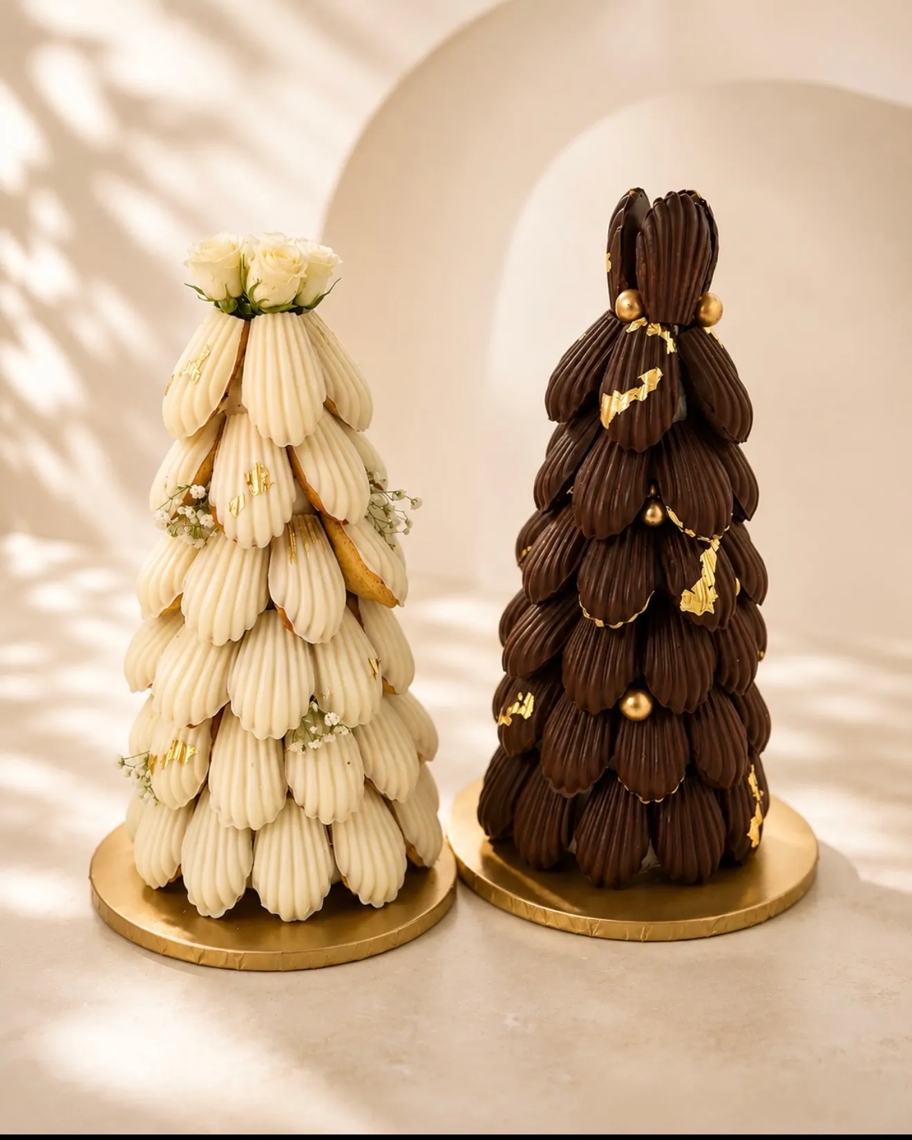 Vanilla and chocolate madeleine towers by La Bouchée