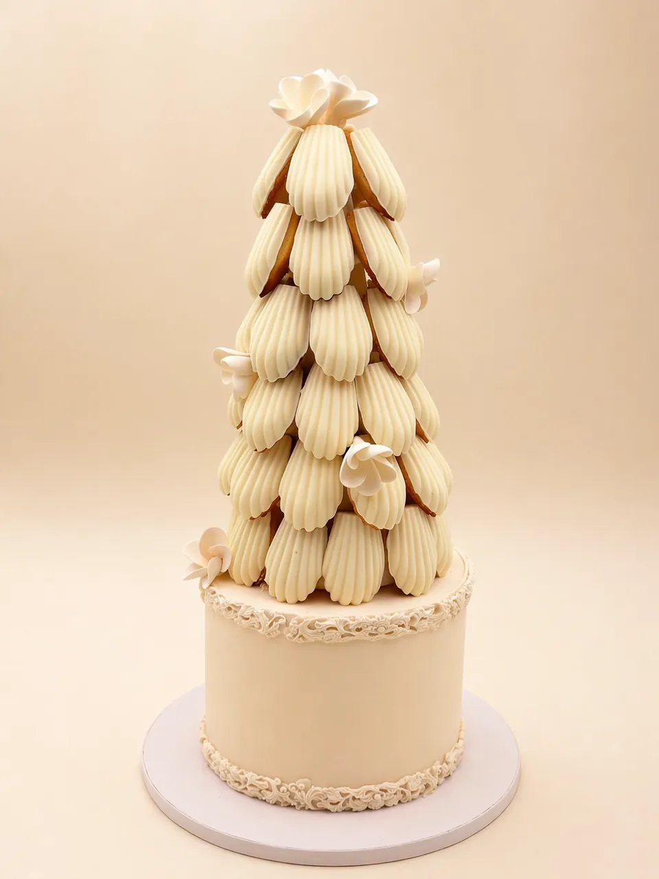 Vanilla madeleine tower dessert display